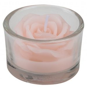 Scented Rose Candle in Glass Votive (Pink)