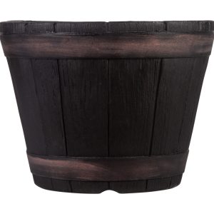 Black Oakwood Barrel Planter (34cm)
