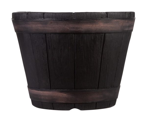 Black Oakwood Barrel Planter (34cm)