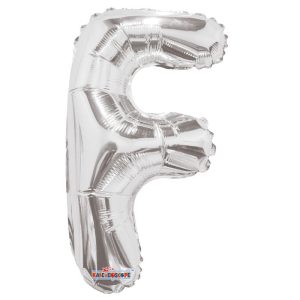14"" Silver Letter F Balloon