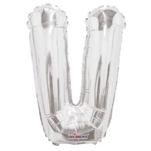 14"" Silver Letter V Balloon