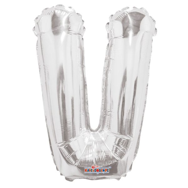 14"" Silver Letter V Balloon