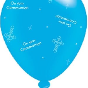 1st Communion Blue Latex Balloons (8 Pack)