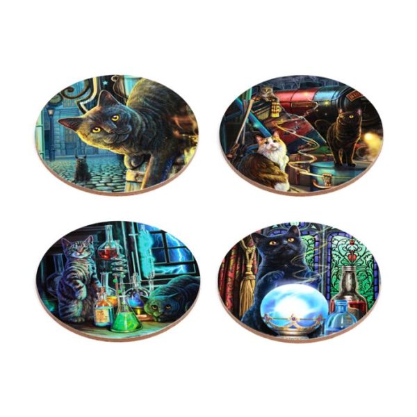 Set of 4 Cork Novelty Coasters - Lisa Parker Magic Cats (New 2025)