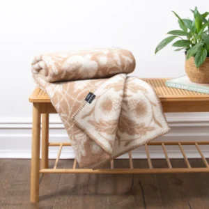 Bird Beige Wool Blanket